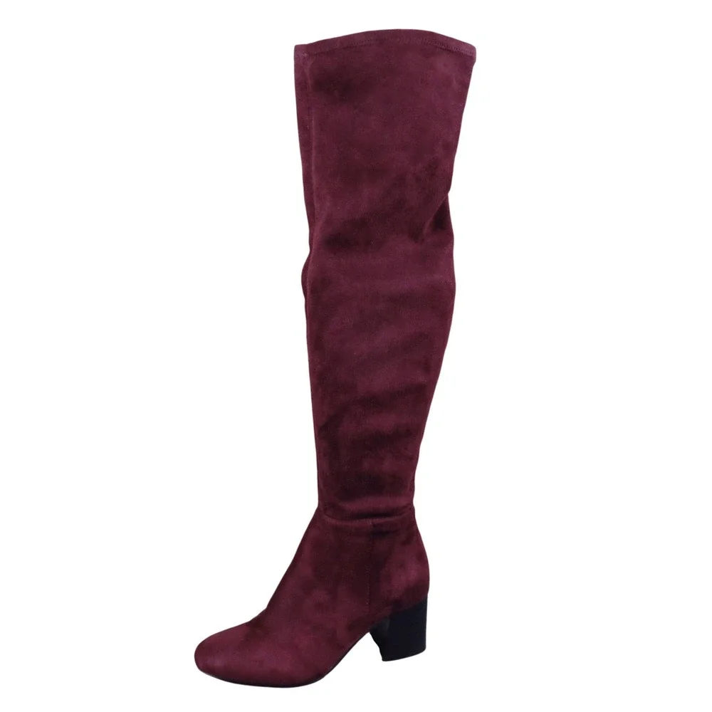 Vince Camuto Kantha Womens Over The Knee Boot 6M Fashion Burgundy Faux Suede